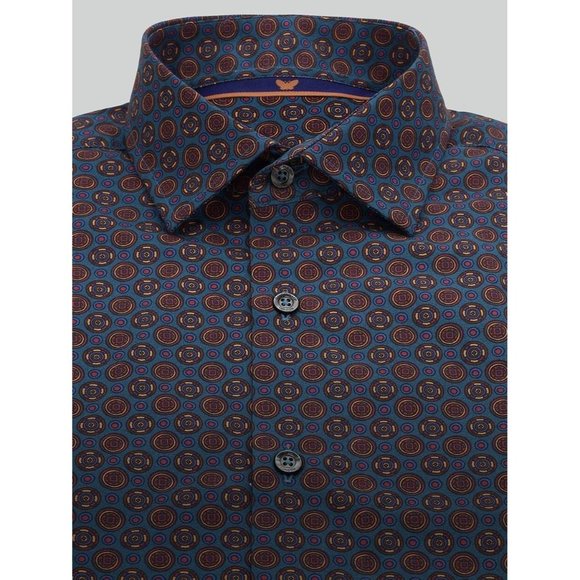 DUCHAMP LONDON Tailored Fit FOULARD Print DRESS SHIRT Woven in Italy 16 1/2 - Picture 2 of 3